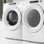 White Amana front-load washer dryer